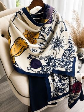 Floral Fields Reversible Wrap-Blue & Yellow